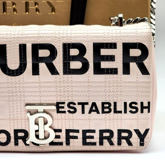BURBERRY PATENT QUILTED HORSEFERRY PRINT SMALL LOLA BAG PINK - Picture 15 of 16